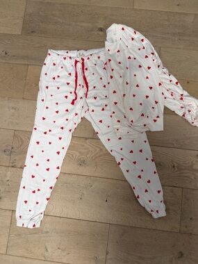 Z Supply White Pajamas with Red Heart Print